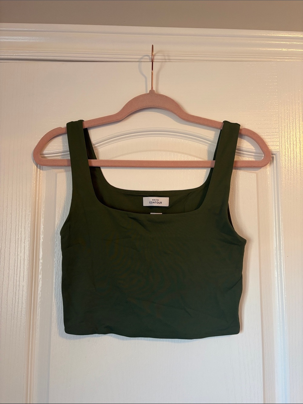 Olive Square-Neck Crop Tank